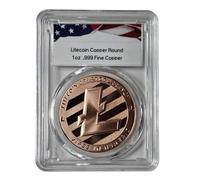 1 oz Pure .999 Copper Litecoin Round Challenge Coin Cryptocurrency in Acrylic Slab