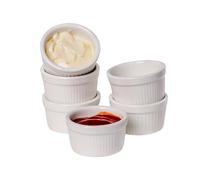 1 oz Small Ramekins 6 pcs Porcelain Mini Ramekins Dishes for Souffle,Creme Brulee, Pudding, Custard Cups,Bakeware Bowls Set for Baking,Oven Safe, White 2.1 inch