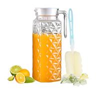 1 Pack 1.1L Plastic Jugs with Lid and Handle, Acrylic Juice Jug, Transparent Fridge Water Pitcher, Unbreakable, Easy to Clearn Water Jug for Iced Tea, Lemonade, Cold or Hot (1pcs 1.1L)