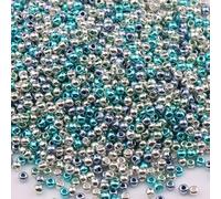 1 Pack 1000pcs Mixed Colour Glass Seed Beads 2MM Metallic Loose Spacer Beads for Craft DIY Beading, Blue and Purple