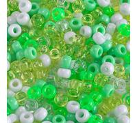 1 Pack 100Pcs Mixed Colors Acrylic Barrel Beads 9x6mm Acrylic Loose Spacer Beads for Craft DIY Beading, Light Green