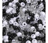 1 Pack 100Pcs Mixed Colors Acrylic Barrel Beads 9x6mm Acrylic Loose Spacer Beads for Craft DIY Beading, Black and White