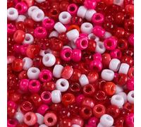 1 Pack 100Pcs Mixed Colors Acrylic Barrel Beads 9x6mm Acrylic Loose Spacer Beads for Craft DIY Beading, Red