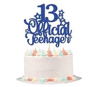 1 Pack 13 Official Teenager Cake Topper Glitter 13th Birthday Cake Pick Decorations for Teen 13th Birthday Party Supplies Deep Blue