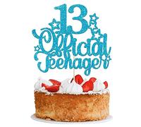 1 Pack 13 Official Teenager Cake Topper Glitter Number 13 13th Birthday Cake Pick Decorations for Teen 13th Birthday Party Supplies Blue