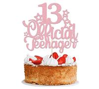 1 Pack 13 Official Teenager Cake Topper Glitter Number 13 Cheers to 13 Cake Topper 13th Birthday Cake Pick Decorations for Teen 13th Birthday Party Decorations Supplies Pink