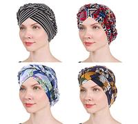 1 Pack / 2 Packs Women Turban Twisted Beaded Braid Chemical Cancer Headscarf Cap Hair Covered Wrap Hat, 01-4pcs-4, One Size