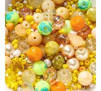 1 Pack 20g Assorted Acrylic Beads, Loose Spacer Beads for Bracelets, Crafting, Keychain, Yellow