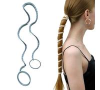 1 Pack 25" Blue Swim Hair Ties No Damage for Thick Hair, Elastic Ponytail Holders Strong Hair Bands for Long Thick Curly Hair Stretchy Spiral Tangle Free Pony Tail Wrap for Women Motorcycle Riding