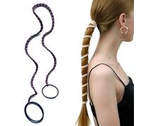 1 Pack 25" Navy Blue and Brown Ponytail Holders for Thick Hair, Elastic Long Hair Ties No Damage for Women Anti Breakage Hair Bands for Swim Sport No Snag Pony Tails Wrap No Slip Tangle Free for Girls