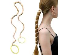 1 Pack 25" Yellow and Pink Ponytail Holders for Thick Hair, Elastic Long Hair Ties No Damage for Women Anti Breakage Hair Bands for Swim Sport No Snag Pony Tails Wrap No Slip Tangle Free for Girls