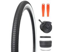 1 Pack - 26 x 1.75 Inch Bike Tyres & Tubes Set - Hybrid/City Bicycle Tyre with Standard Schrader Valve Inner Tubes (1 SET (1 x tyre + 1 x tube + 2 x tyre levers), 26x1.75 Inches)
