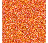 1 Pack 2mm Orange Iridescent Seed Beads, Small Glass Craft Beads for Crafting, Bracelets, Keychain Making, About 1800Pcs