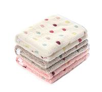 1 Pack 3 Blankets Super Soft Cute Dot Pattern Pet Blanket Flannel Throw for Dog Puppy Cat Beige/Brown/Pink Medium