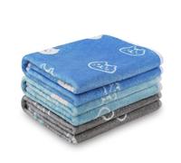 1 Pack 3 Blankets Super Soft Fluffy Premium Cute Cat Pattern Pet Blanket Flannel Throw for Dog Puppy Kitten Blue/Cyan/Grey Large(41x31 inch)