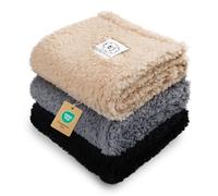 1 Pack 3 Calming Blankets Fluffy Premium Fleece Pet Blanket Soft Sherpa Throw for Dog Puppy Cat Beige/Black/Grey Large (41" x31'')