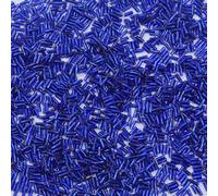 1 Pack 300pcs Glass Twisted Bugle Beads 2x6mm Sparkly Tube Loose Spacer Beads for Craft DIY Beading, Royal Blue