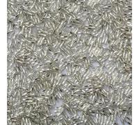 1 Pack 300pcs Glass Twisted Bugle Beads 2x6mm Sparkly Tube Loose Spacer Beads for Craft DIY Beading, Silver