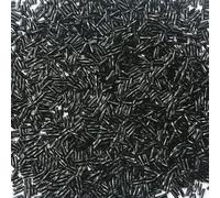 1 Pack 300pcs Glass Twisted Bugle Beads 2x6mm Sparkly Tube Loose Spacer Beads for Craft DIY Beading, Black