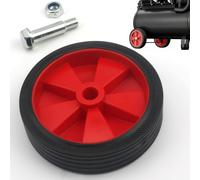 1 Pack 4.5 Inch Air Compressor Wheels with Bolts Universal Wheel Replacement Parts for Air Compressor and Handcarts with 0.5" ID Wheel Accessories, Silent and Wear-Resistant, Black and Red