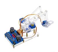 1 Pack 4-DOF Robotic Arm Kit with 51 Microcontroller for STEM Learning, Acrylic DIY Assembly Soldering Set for Students and Hobbyists(Transparent casing)