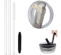 1 Pack 40 oz Tumbler Flip Straw Lid Suitable for Stanley Quencher 1.2L, Tumbler Lid Sets with 2 Straws and 1 Cleaning Brush -Removable, Easy to clean (White, 40 oz)