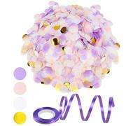 1 Pack 50G Confetti, 1 Roll Ribbon, Wedding Confetti, Decoration Birthday Confetti, Table Decoration Confetti, Round Confetti