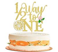 1 Pack 6 Months Baby Decoration Half Way to One Cake Decoration Lemon Half Year Baby Decoration Cake Decoration 1/2 Way to One Cake Decoration for Boys and Girls Six Months Birthday Party Decoration