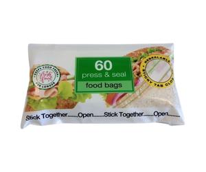(1 Pack (60 Bags)) Re-sealable Food Bags Tab Closure Food Bag 17x20cm