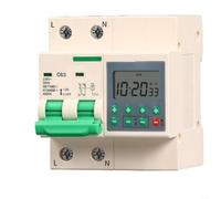 1 Pack 63A 2-Pole Countdown Circuit Breaker 220V Digital Timer Switch with Overload Short-Circuit Protection for Water Pump Industrial Equipment White(Digital-99H)