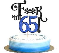 1 Pack 65th Birthday Cake Topper Glitter Cherrs to 65 Cake Pick Funny 65 Cake Decorations for Men Women 65th Birthday Anniversary Party Supplies Black Blue