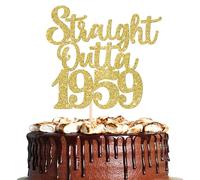 1 Pack 66th Birthday Cake Topper Glitter Straight Outta 1959 Sixty-Six Awesome Since 1959 Cake Pick 66 Fabulous Cupcake Decorations for 66th Birthday Wedding Anniversary Party Supplies Gold
