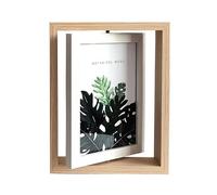 1 Pack 7 inch Rotating Floating Picture Frames,Double-Sided Display with HD Glass Front Wooden Distressed Frame for Vertical or Horizontal Tabletop Display