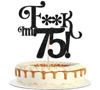 1 Pack 75th Birthday Cake Topper Black Glitter Cherrs to 75 Cake Pick Funny 75 Cake Decorations for Men Women 75th Birthday Anniversary Party Supplies