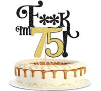 1 Pack 75th Birthday Cake Topper Glitter Cherrs to 75 Cake Pick Funny 75 Cake Decorations for Men Women 75th Birthday Anniversary Party Supplies Black Gold