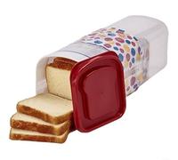 1 Pack Airtight Bread Box with Transparent Lid, Plastic Storage Container for Sandwiches Rolls Bagels, Keeps Baked Goods Fresh, Kitchen Organizer for Home Counter, Green(Red)