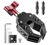 1-Pack Aluminum Alloy Crab Clamp Mount with 1/4"&3/8" Stud for Action Camera 13 for INSTA360 X4 DSLR Rig LED Light Monitor Mic Studio Photography Black