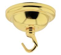 1 Pack Art Deco 67mm Diameter Small Metal Ceiling Rose and Deco Styled Metal Hook in Polished Brass Finish