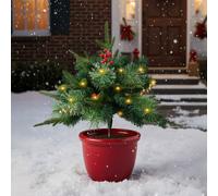 1 Pack Artificial Christmas Tree Urn Filler Decoration with String Lights
