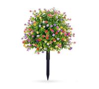 1 Pack Artificial Topiary Ball Trees with Flowers 60cm Decorative Faux Boxwood Topiary Plant with Ground Spike Fake Greenery Shrubs Plants for Outdoor Indoor Room Garden Porch Decor