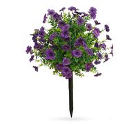 1 Pack Artificial Topiary Ball Trees with Flowers 60cm Decorative Faux Boxwood Topiary Plant with Ground Spike Fake Greenery Shrubs Plants for Outdoor Indoor Room Garden Porch Decor