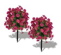 1 Pack Artificial Topiary Ball Trees with Ground Spike Faux Flowers Boxwood Topiary Plant 60cm UV Resistant Fake Greenery Shrubs for Outdoor Room Garden Porch Decor