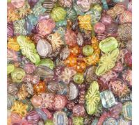 1 Pack Assorted Kawaii Acrylic Beads Heart Butterfly Flower Round Oval Shapes Gold Outline Mixed Color Beads for Jewelry Making DIY Crafts