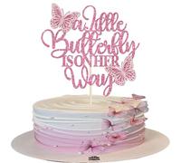1 Pack Baby Shower Cake Topper Pink Glitter A Little Butterfly Is On Her Way Cake Pick Gender Reveal Theme Cake Decorations for Newborns Welcome Baby Shower Birthday Party Cake Decorations