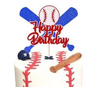 1 Pack Baseball Cake Topper Glitter Happy Birthday Sport Baseball Player Cake Picks Baseball Theme Boys Girl Sports Theme Baseball Birthday Party Cake Decorations Supplies