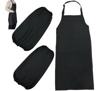 1 Pack Black Apron, Waterproof Adjustable Black Kitchen Chef Aprons with 2 Pockets, Women Men Aprons for Home Kitchen, Restaurant, Coffee House, Baking Gardening BBQ(70*80cm/27.5*31.4inch)