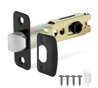 1 Pack Black Door Latch Replacement, 8mm Big Spindle Hole, 45°Turning Angle, 2-3/8'' or 2-3/4'' Backset Door Deadlatch, Stainless Steel Round Corner Door Lock Replacement Parts
