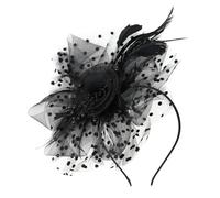 1 Pack Black Hair Hoop with Feathers, Flowers, Beads and Tulle