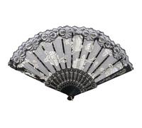 1 Pack Black Lace Folding Fan Women Hand Fan Portable Lace Fan Chinese Wedding Party DIY Decoration
