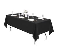 1 Pack Black Polyester Tablecloth, 60 x 126 Inch Rectangle Table Cloth Bulk Washable Polyester Fabric Tablecloths Table Cover for Wedding Party Banquet Buffet Table Holiday Dinner